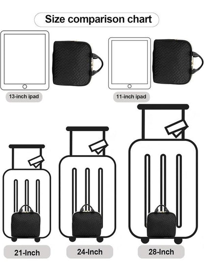 Makeup Bag 24.1Cm X 21.1Cm X 10.9Cm Quilted Design Clear Window Travel Friendly Organized Storage for Cosmetics