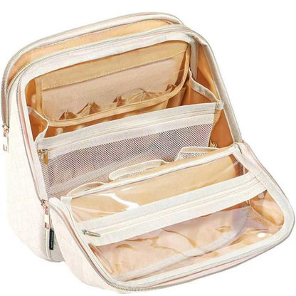 Makeup Bag 24.1Cm X 21.1Cm X 10.9Cm Quilted Design Clear Window Travel Friendly Organized Storage for Cosmetics